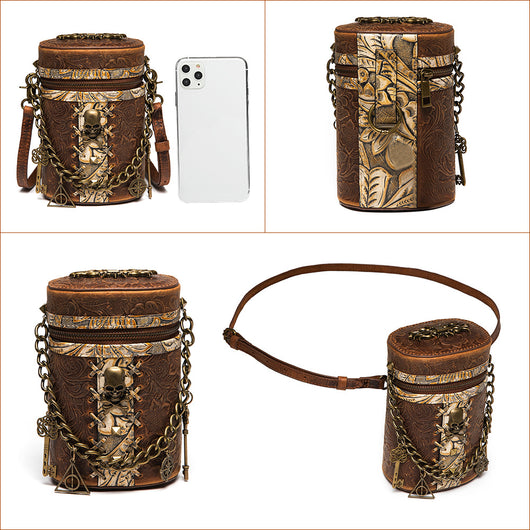 Bolso Bucket Retro de Cuero Genuino para Mujer - Image 3