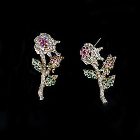 Conjunto de Collar y Aretes Nupcial con Flores de Alta Calidad - Image 4