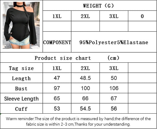 Blusa Asimétrica Ajustada de Manga Larga con Hombro Descubierto - Image 8