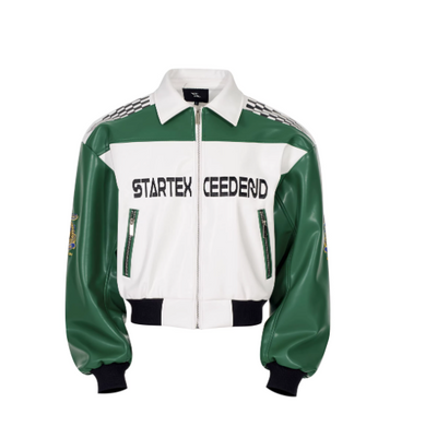 Chaqueta de Cuero para Motociclista con Letras Bordadas - Image 3