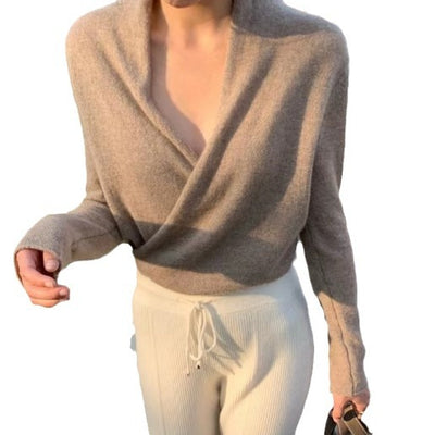 Suéter Cuello V Cruzado para Mujer - Pullover de Punto Versátil - Image 3