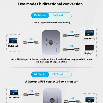 Divisor de Cable Aleación HD - Convertidor Bidireccional Audio y Video - Image 5
