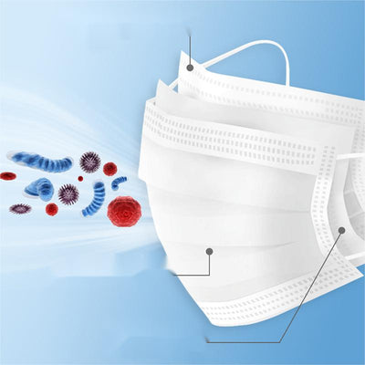 Five disposable face masks fanned out, each featuring a vibrant rainbow stripe pattern with white ear loops. - Image 5