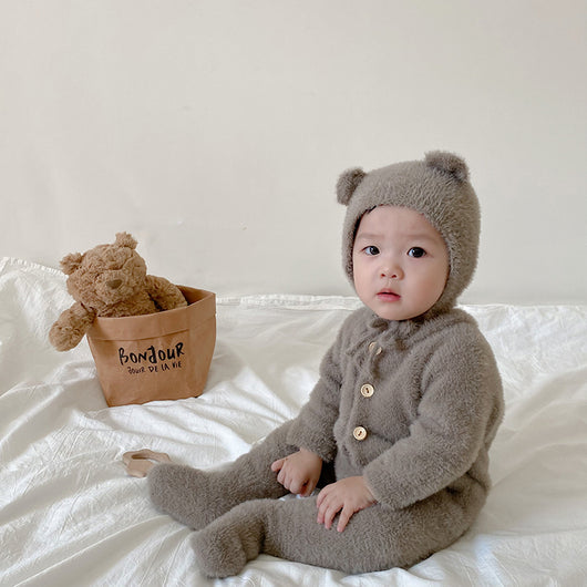 Pijama Enterizo de Bebé en Felpa Mink con Patrón Osito y Pies Cerrados - Image 19