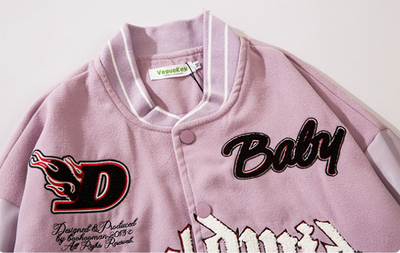 Chaqueta Beisbolera Holgada con Bordado de Letras para Hombre - Image 16