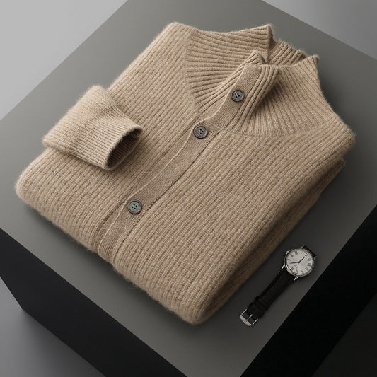 Cardigan de Cachemira para Hombre con Cuello Tipo Polo - Diseño Urbano Minimalista - Image 2