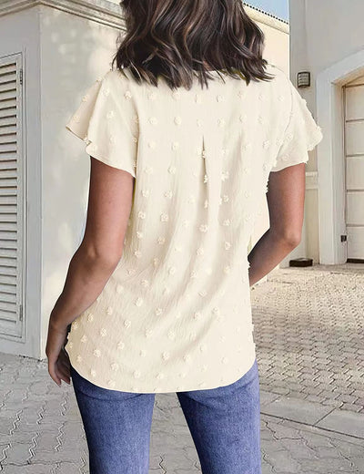 Blusa Fresca de Verano con Cuello V, Volantes y Estampado de Lunares - Image 22