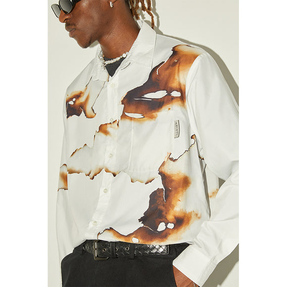 Camisa Manga Larga Estampada Off-White Corte Holgado