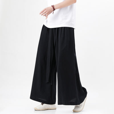 Pantalones Holgados de Algodón y Lino Talla Grande Estilo Chino para Hombre - Image 8