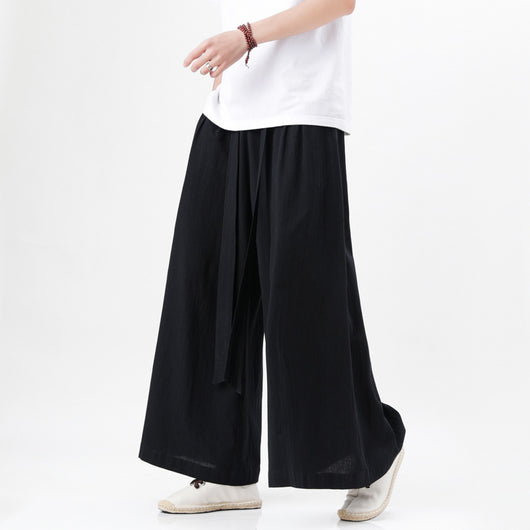 Pantalones Holgados de Algodón y Lino Talla Grande Estilo Chino para Hombre - Image 8
