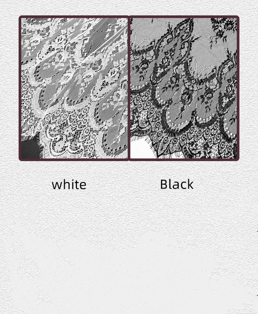 Conjunto de Encaje con Pestaña y Tela de Encaje en Negro y Blanco - Image 11