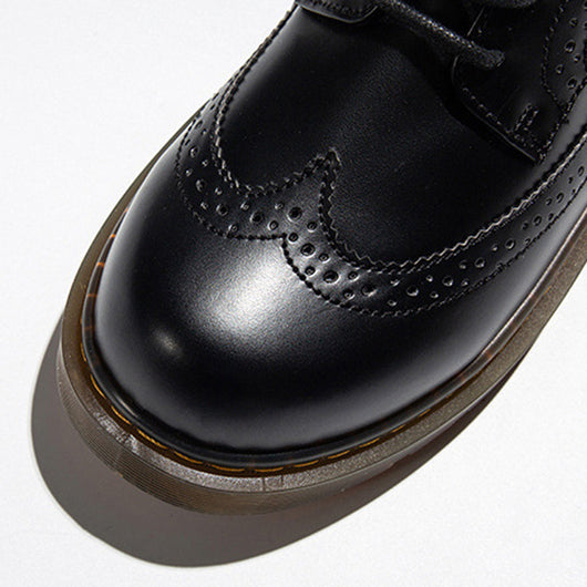 Zapatos de Cuero Retro con Plataforma Baja para Hombre - Image 12