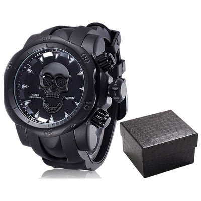 Reloj de Hombre Calavera Diseño Atrevido Esfera Grande Correa de Silicona Cuarzo - Image 5