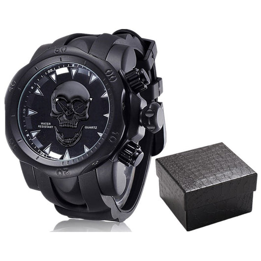 Reloj de Hombre Calavera Diseño Atrevido Esfera Grande Correa de Silicona Cuarzo - Image 5
