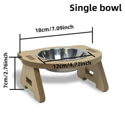 Comedero Doble para Gatos de Madera con Protección Cervical y Tazones Antivuelco - Image 3