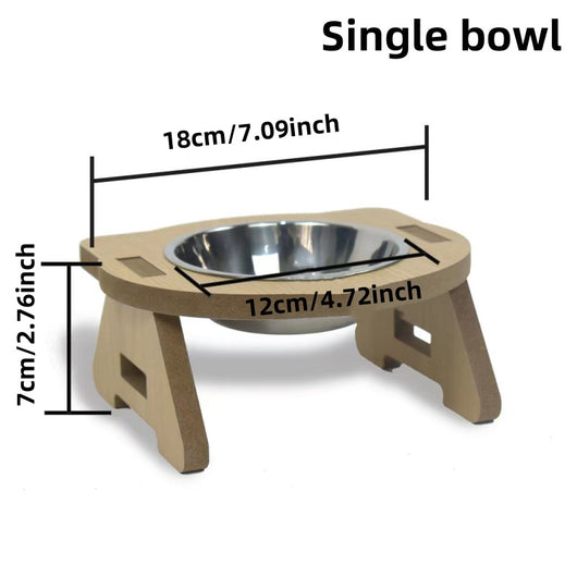 Comedero Doble para Gatos de Madera con Protección Cervical y Tazones Antivuelco - Image 3