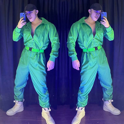 Traje Hip Hop para Cantante Unisex - Estilo Discoteca Verde - Image 6