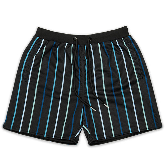 Shorts de Playa Estampado Digital a Rayas Secado Rápido Malla Holgada - Image 2