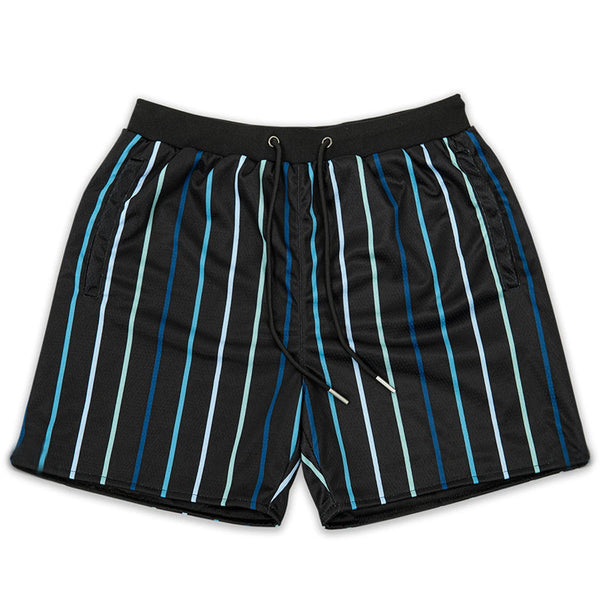 Shorts de Playa Estampado Digital a Rayas Secado Rápido Malla Holgada