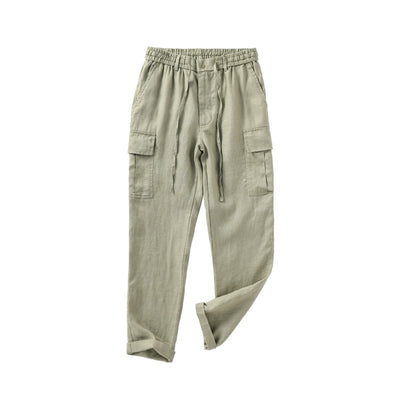 Pantalones de Lino Casuales Cintura Media Transpirables para Jóvenes - Image 5