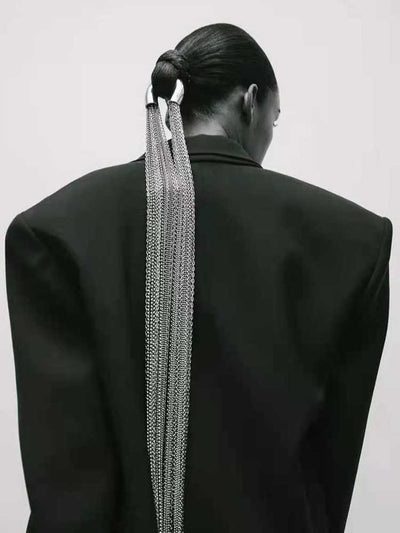Cadena Larga Plateada con Agujeros - Accesorio de Cabello Elegante - Image 7