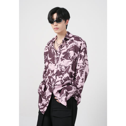 Camisa Estilo Coreano con Hombreras y Estampado Gráfico Moderno - Image 12