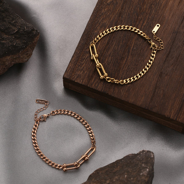Pulsera de Cadena Cubana Hip Hop en Acero Titanio para Mujer