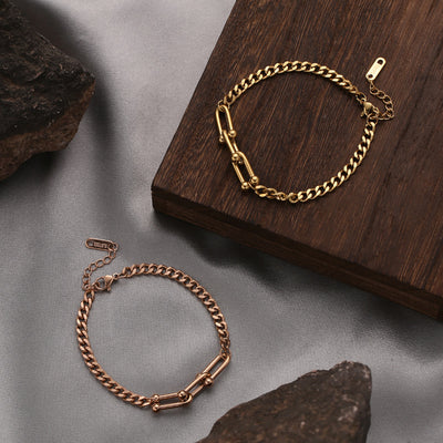 Pulsera de Cadena Cubana Hip Hop en Acero Titanio para Mujer