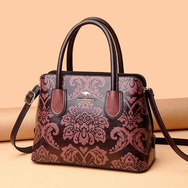 Bolsa Étnica con Estampado Floral Presión