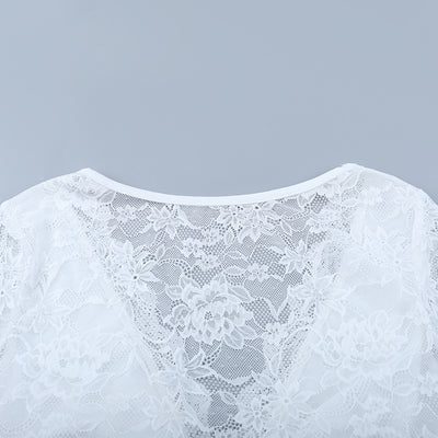 Blusa Elegante de Encaje con Escote en V y Mangas Largas - Image 10