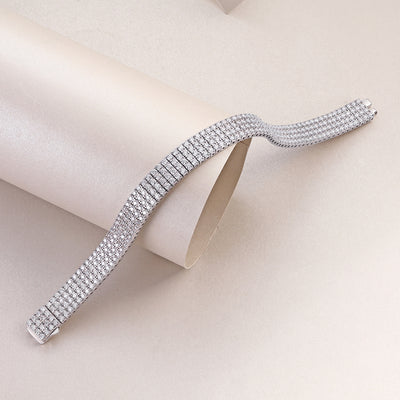 Pulsera de Plata Lujo con Moissanita - Conjunto Elegante Plateado en Platino - Image 4