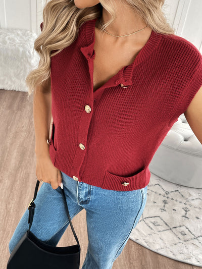 Cardigan Tejido Retro Estilo Universitario en Colores Sólidos - Image 12