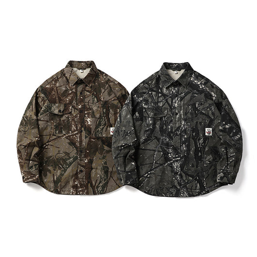 Camisa de Camuflaje Holgada de Manga Larga para Hombre