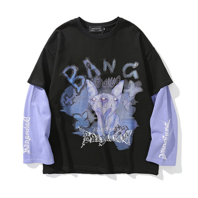 Sudadera Oversize Gótica con Estampado de Letras y Efecto Dos Piezas - Image 6