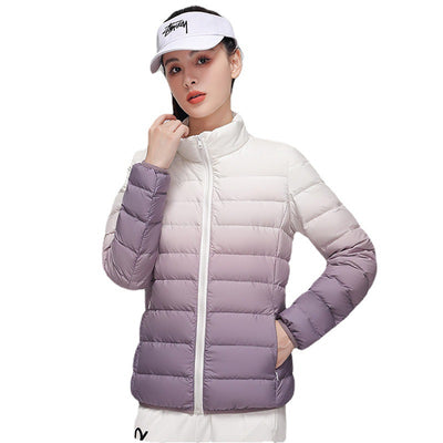 Chaqueta Acolchada Mujer Degradado Cuello Alto Elegante - Image 3
