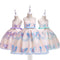 Vestido Infantil de Tul con Flores Bordadas y Escote Tubo