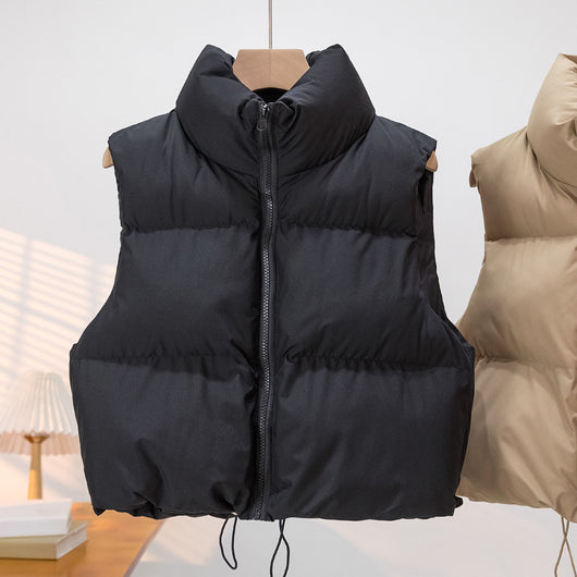 Chaleco Acolchado de Plumón para Mujer con Cuello Alto Grueso y Cálido - Image 3