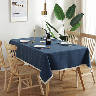 Mantel Impermeable Estilo Mediterráneo a Rayas Azules con Borlas - Image 10