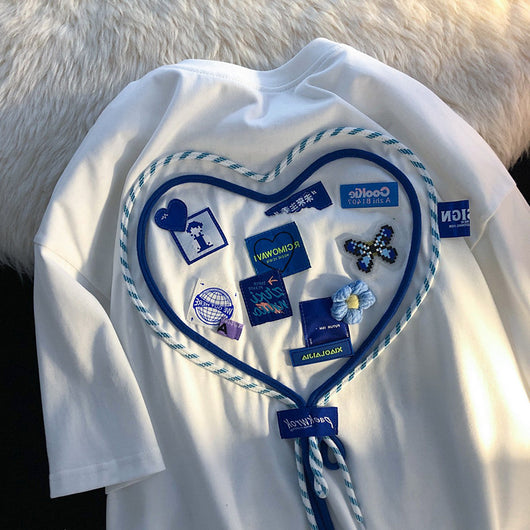 Playera Femenina Manga Corta con Diseño de Corazón - Image 10