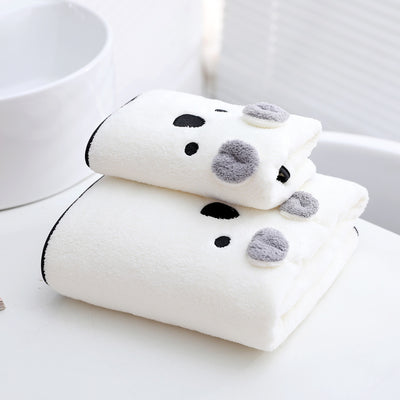 Juego de Toallas de Baño Coral Velvet con Diseño Orejas de Conejo y Koala - Set Regalo - Image 10