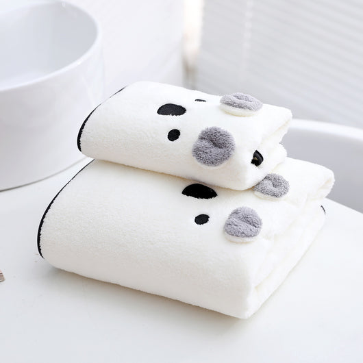 Juego de Toallas de Baño Coral Velvet con Diseño Orejas de Conejo y Koala - Set Regalo - Image 10
