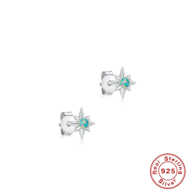 Aretes de Plata Esterlina 925 Octagonales con Ópalo y Diamante - Image 5