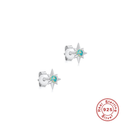 Aretes de Plata Esterlina 925 Octagonales con Ópalo y Diamante - Image 5