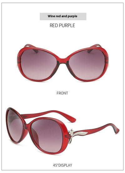 Brown oversized butterfly sunglasses with gradient lenses and a silver-tone floral accent on the temple. - Image 9