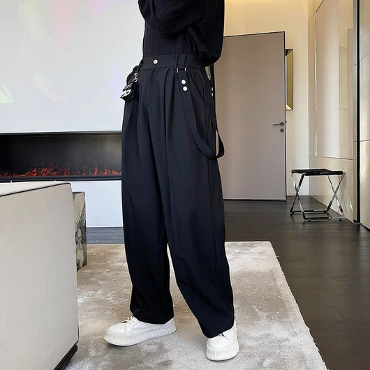 Pantalones Casuales Holgados para Hombre con Pierna Ancha y Caída Larga