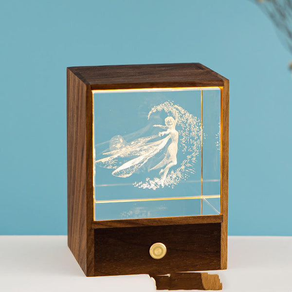 Lámpara Nocturna de Cristal con Diseño de Alce y Nubes - Caja de Madera - Image 7