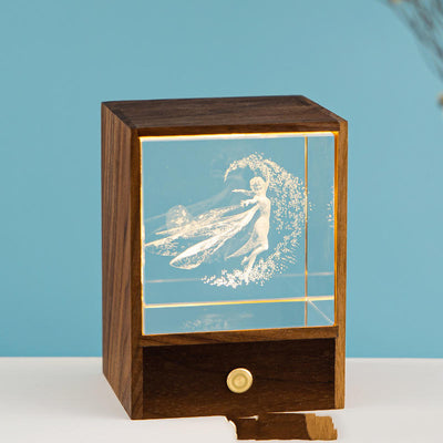 Lámpara Nocturna de Cristal con Diseño de Alce y Nubes - Caja de Madera - Image 7