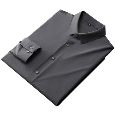 Camisa Ejecutiva Coreana Slim Fit de Punto Elástico para Hombre - Image 5