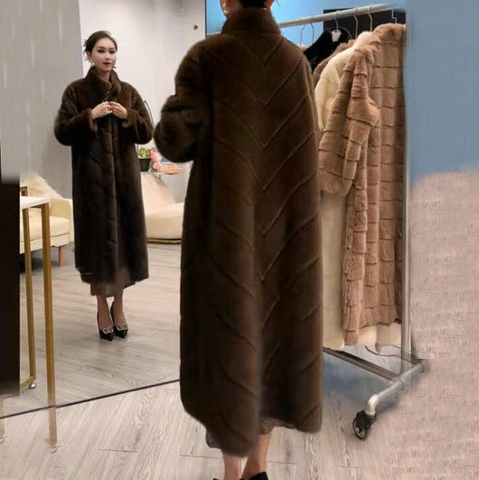 Abrigo de Piel Sintética para Mujer - Elegante Largo Medio Invierno - Image 3