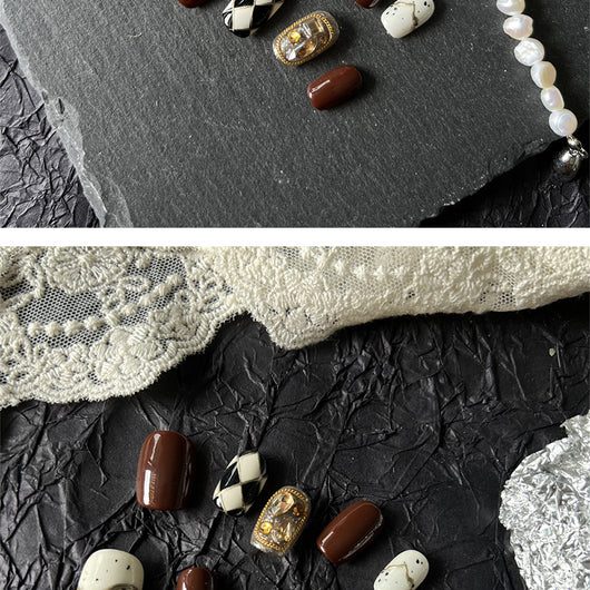 Protector de Pantalla Diamante Otoñal - Diseño Chocolate Negro Blanco Tejido - Image 16